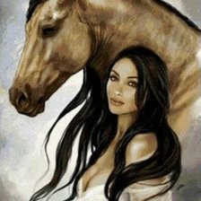Схема вышивки «Девушка и конь»