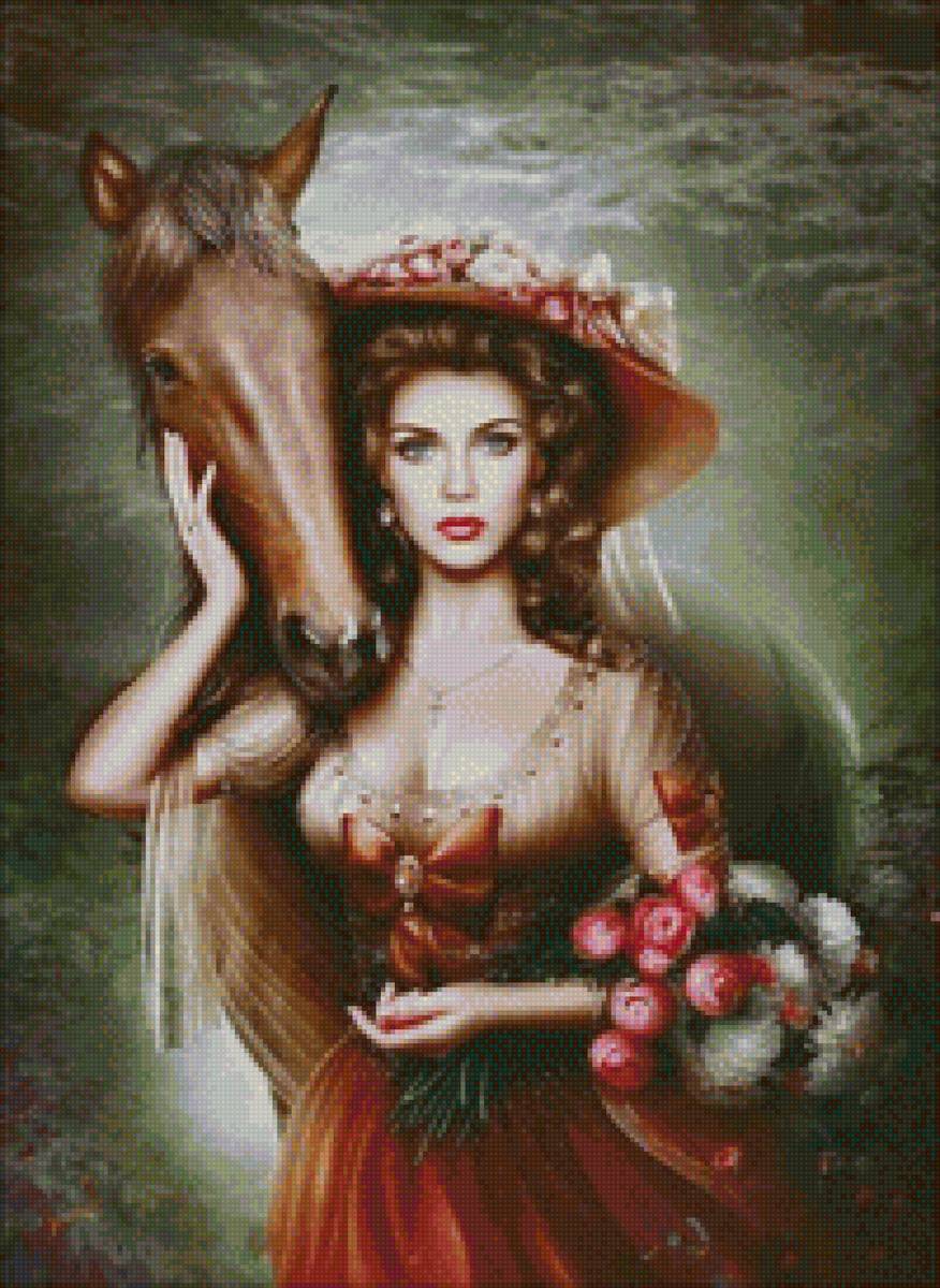 Chica del caballp - mariposas - предпросмотр