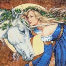 Схема вышивки «Девушка и единорог»