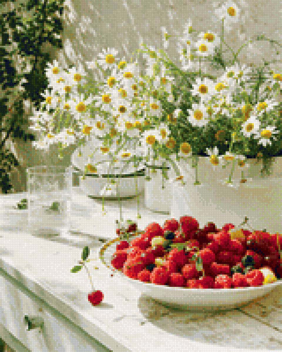 Замечательный летний. Красивые летние цветы. Чудесного летнего утра. Ромашки и ягоды. Летнее утро.