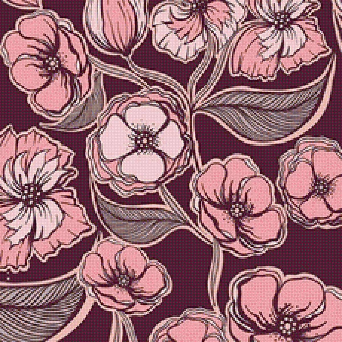 Цветочные узоры - цветы, узоры, подушка - предпросмотр