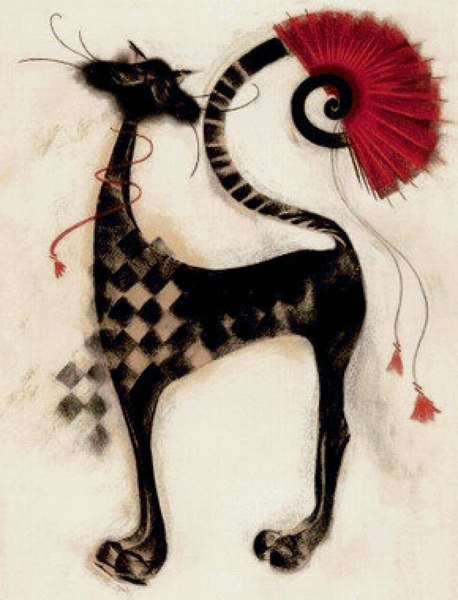 Мэрилин Робертсон кошки - веер, картина, кошки - предпросмотр
