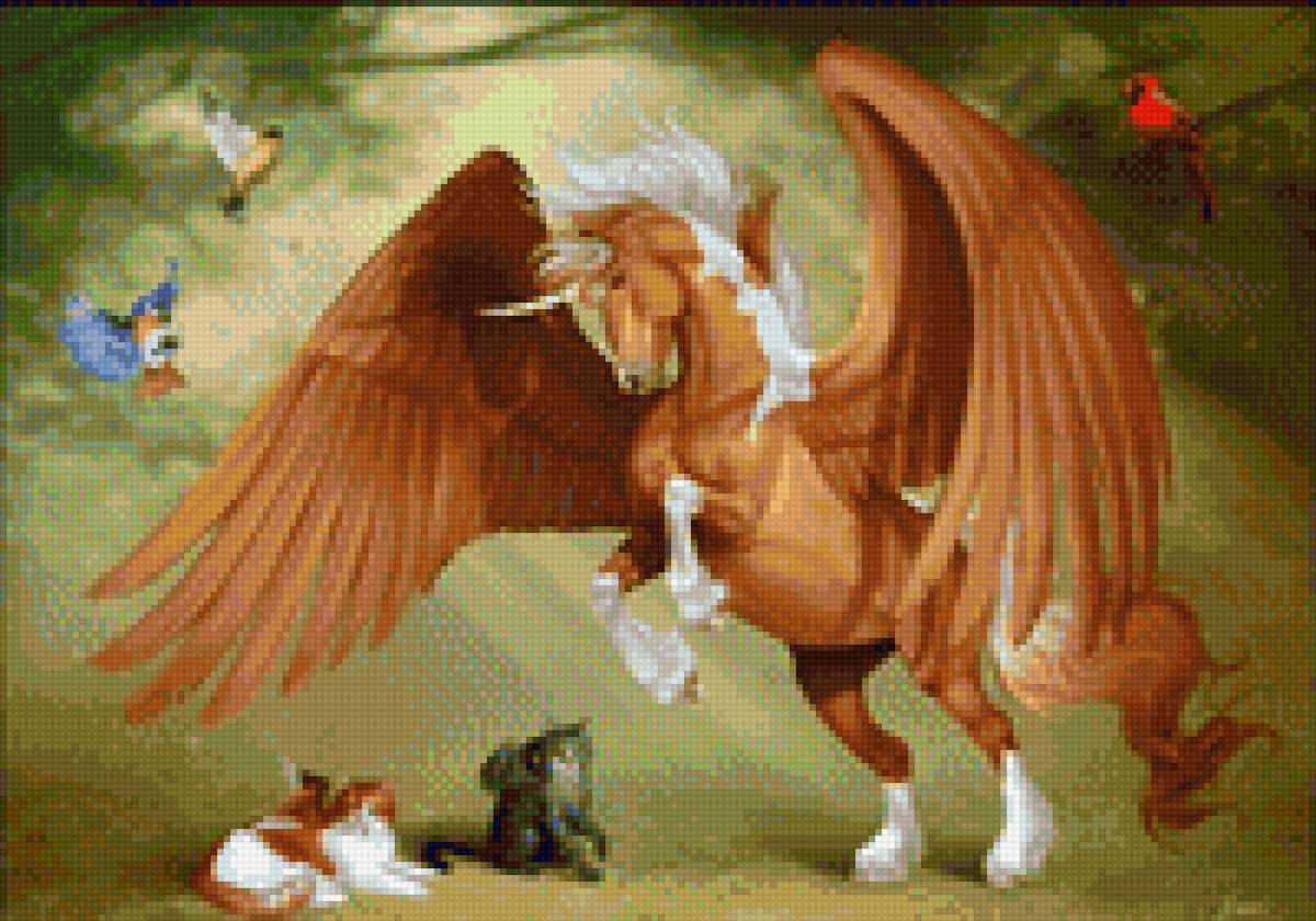 Пегас и котята - лошади, миф - предпросмотр