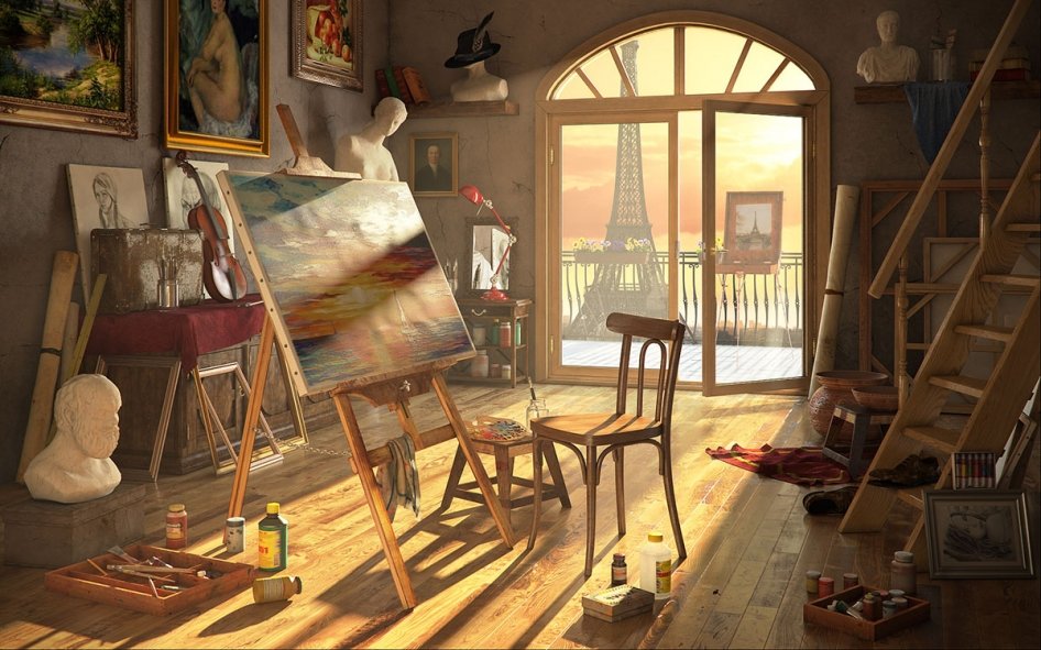 мастерская художника - мастерская, париж, художник - оригинал