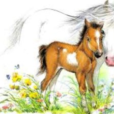 Схема вышивки «Лошадь и жеребенок»
