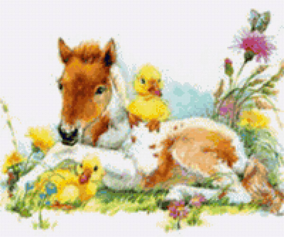 Жеребенок и утята - миф, лошади - предпросмотр