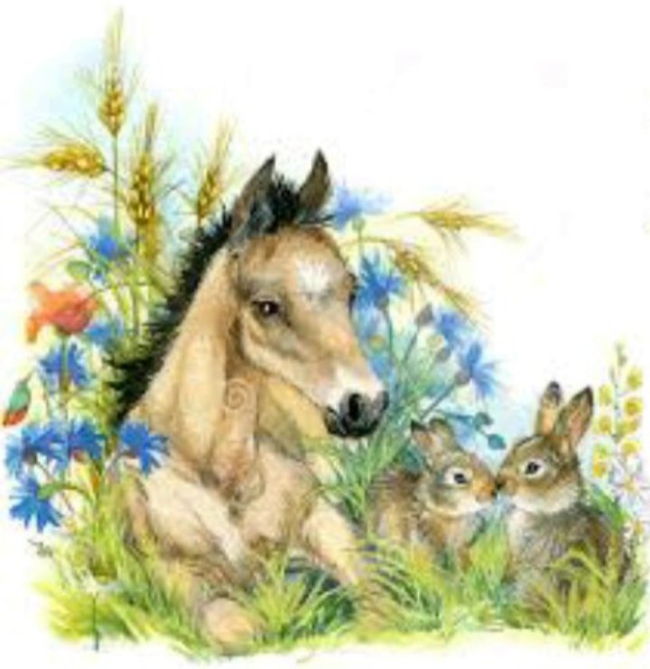 Жеребенок и зайчата - миф, лошади - оригинал