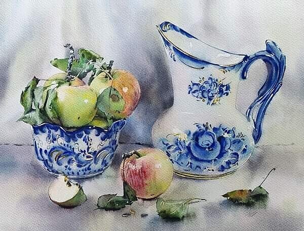 Гжель и яблоки - оригинал