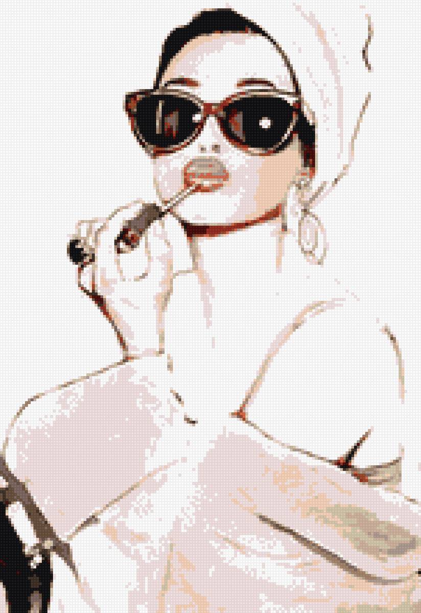 девушка - девушка, очки, помада - предпросмотр