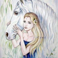 Оригинал схемы вышивки «Девушка и конь» (№2393245)