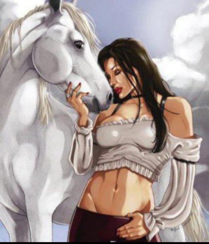 Девушка и лошадь - лошади, миф - оригинал