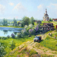 Схема вышивки «Деревня»