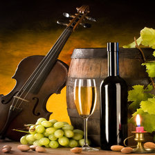 натюрморт с вином и виноградом