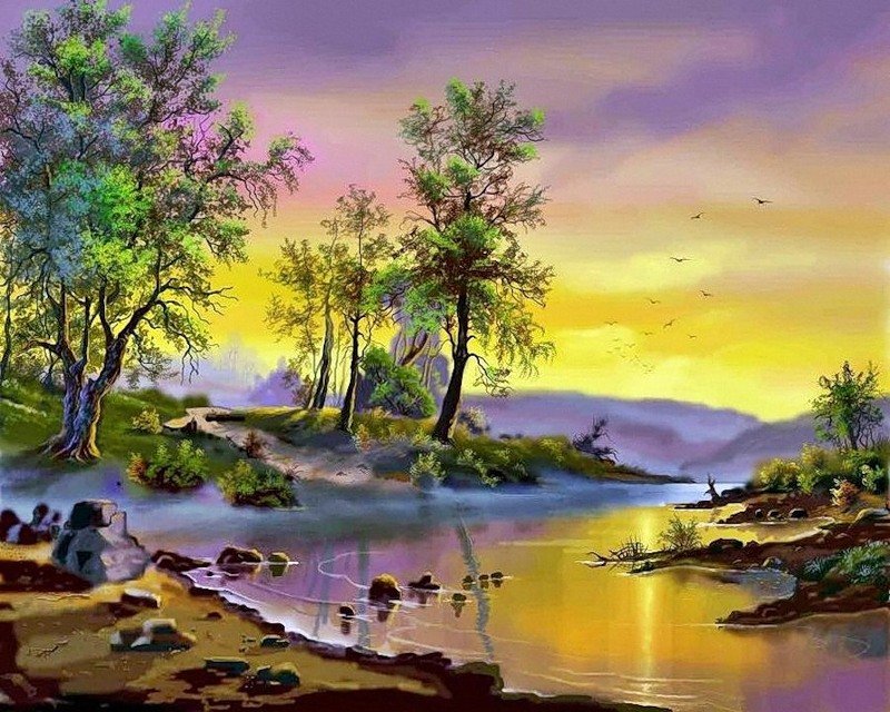 Виктор Цыганов картины - река, картина, пейзаж - оригинал