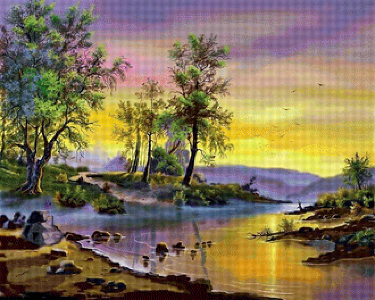 Виктор Цыганов картины - пейзаж, река, картина - предпросмотр