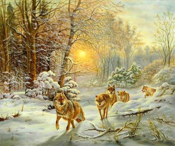 №2394496 - лес, волки, зима - оригинал