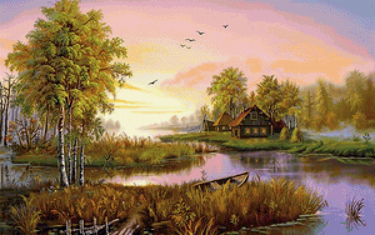 Сказочный пейзаж Виктора Цыганова - сказка, пейзаж, домик - предпросмотр