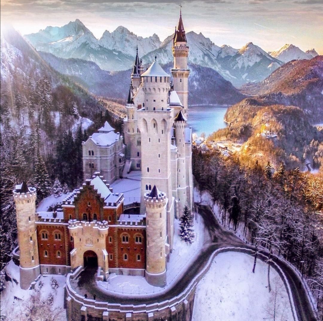 Зимний Нойшванштайн - красивые, замки, природа - оригинал