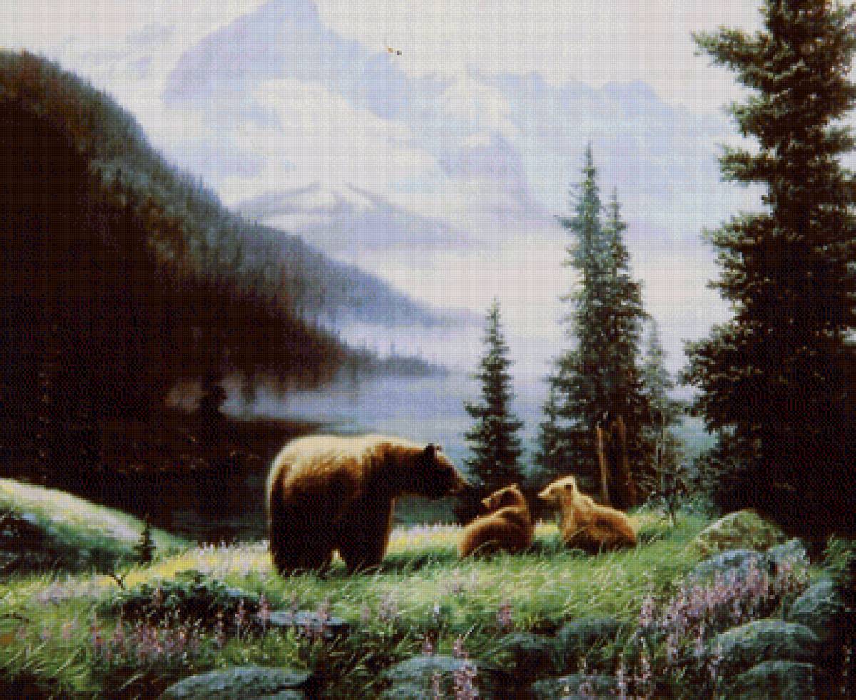 Лялин луг медвежья гора картина художника - луг, медведи, гора - предпросмотр