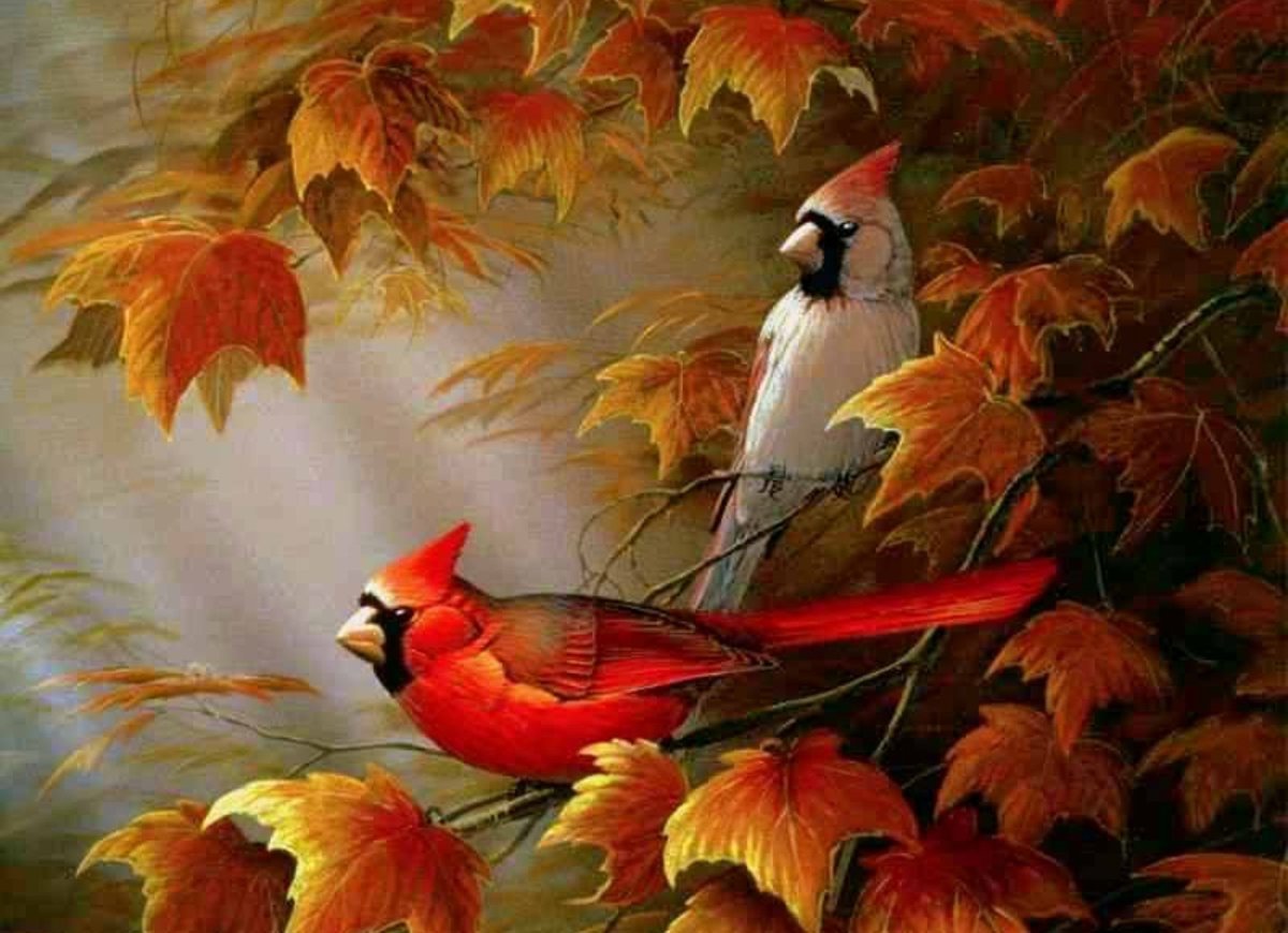 Осень птицы - осень, картина, птицы - оригинал