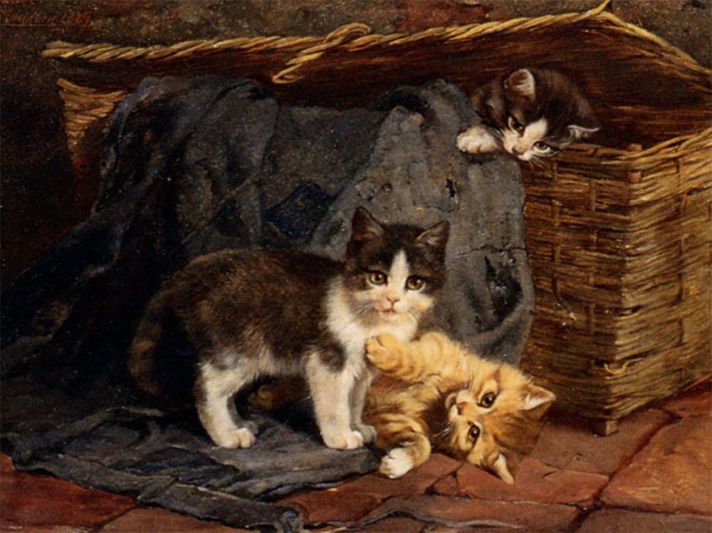 Котята Джулиуса Адама - картина, котята, живопись - оригинал