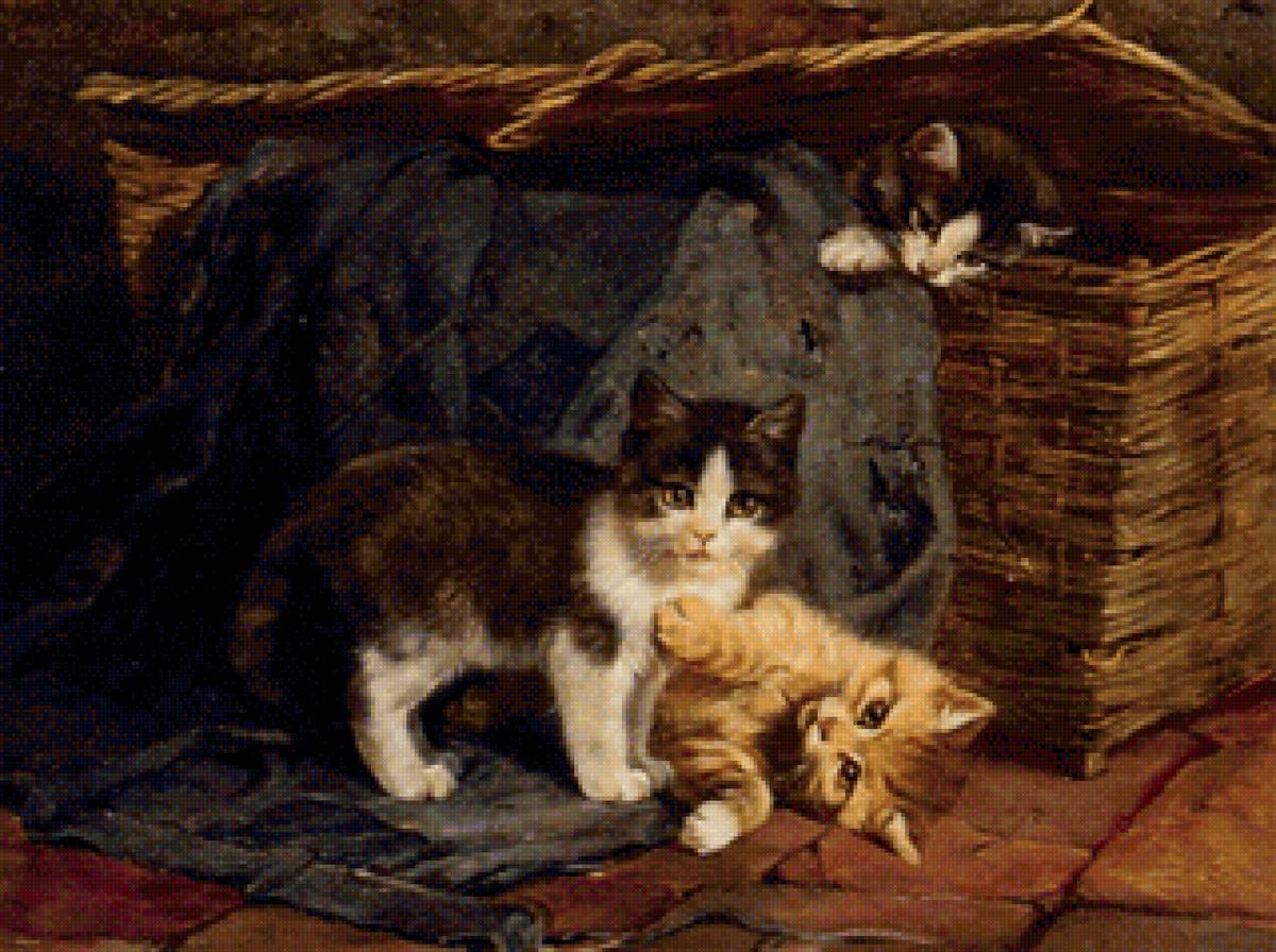 Котята Джулиуса Адама - живопись, котята, картина - предпросмотр