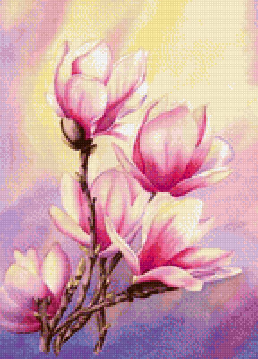 ветка магнолии - до 190, ветка магнолии, до 240 крестиков - предпросмотр