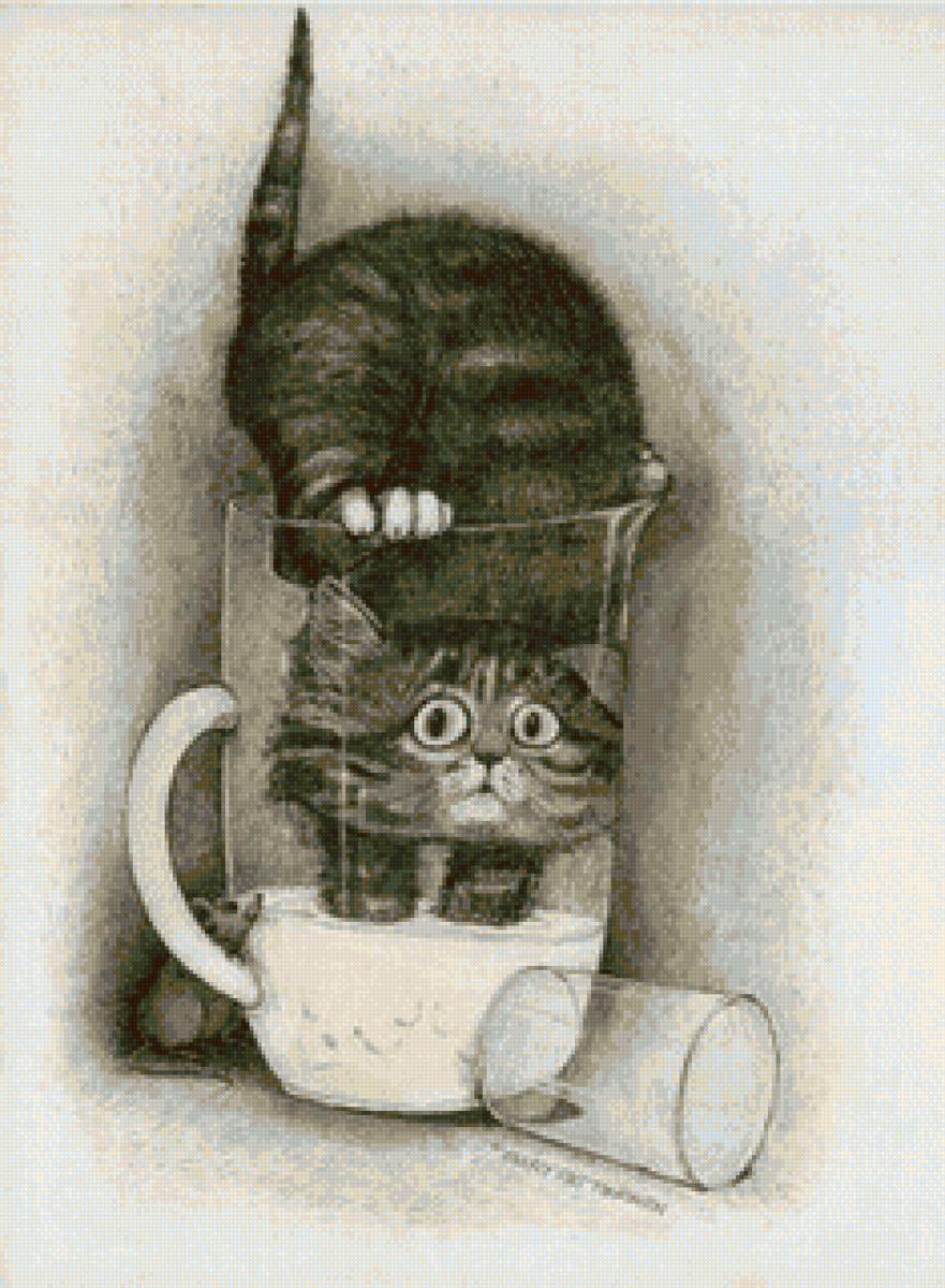 Испугался - котик, мышка - предпросмотр