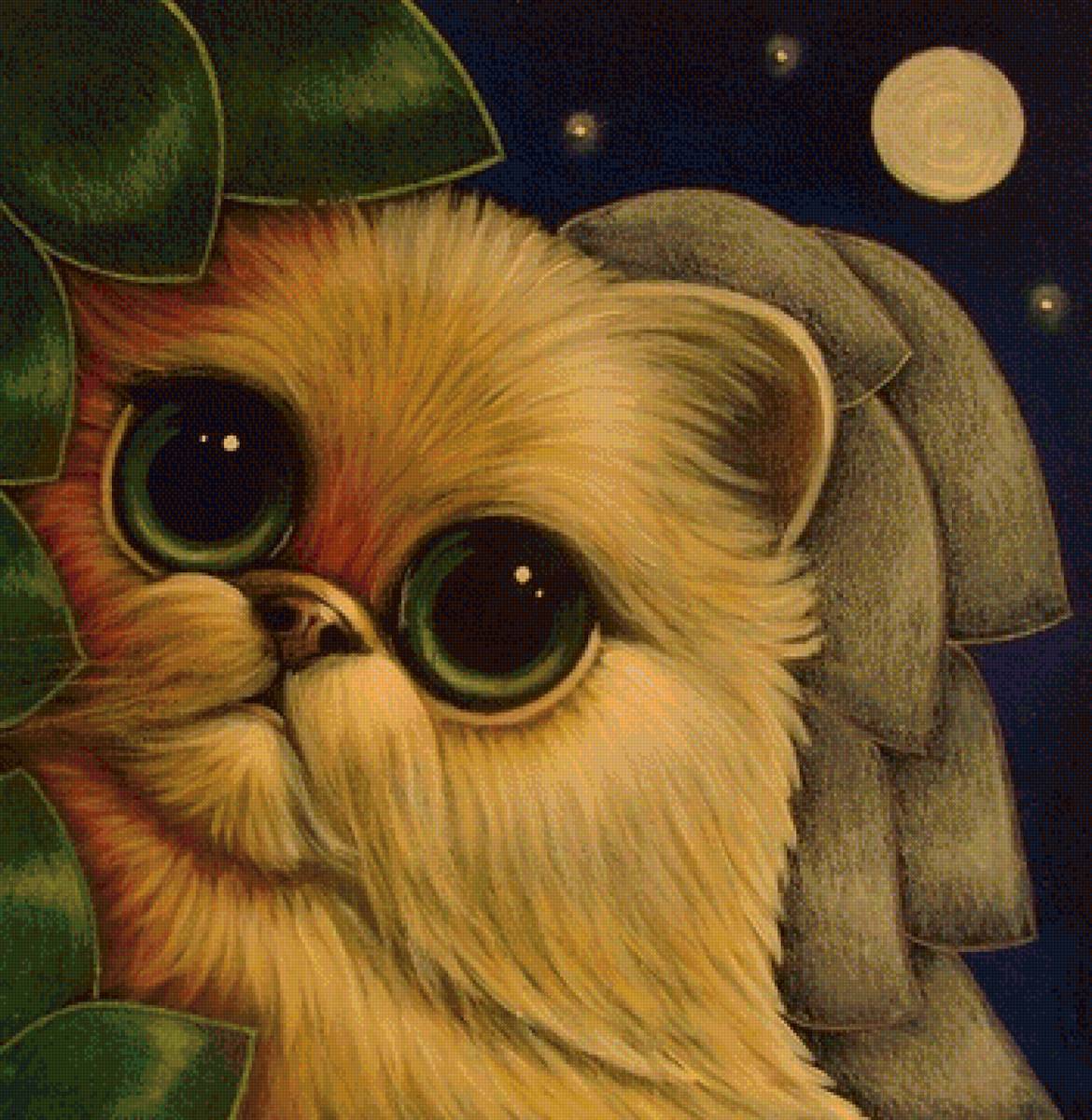 Милый котик - котик, луна, картинка - предпросмотр