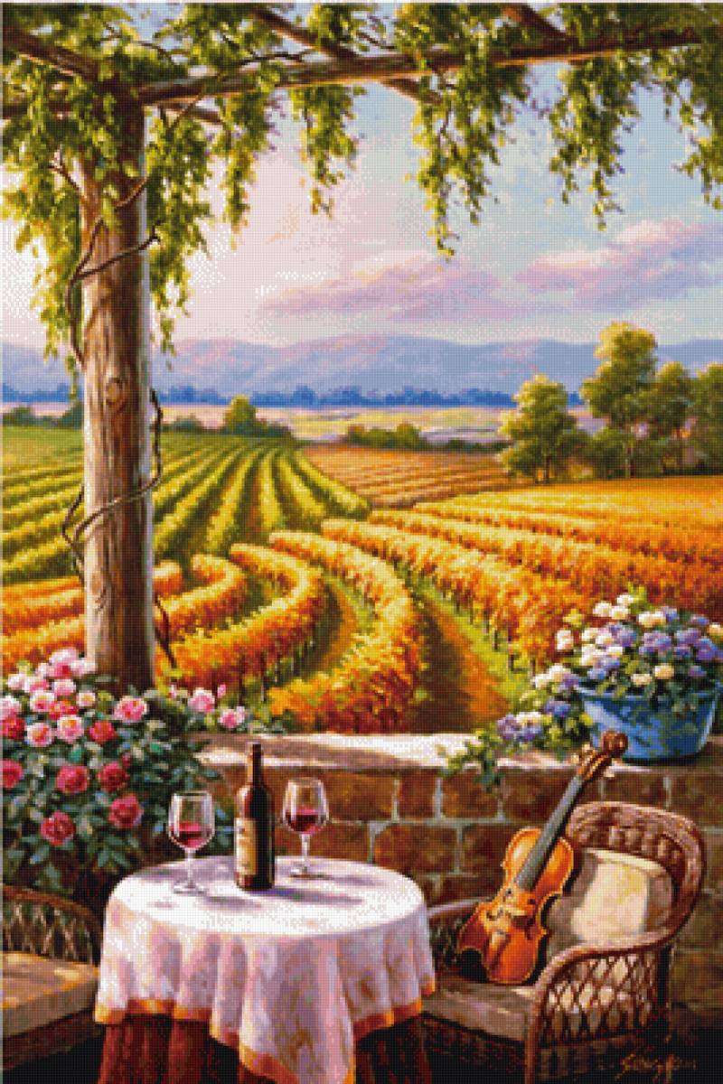 Виноградник - романтика, виноград, вино, пейзаж - предпросмотр