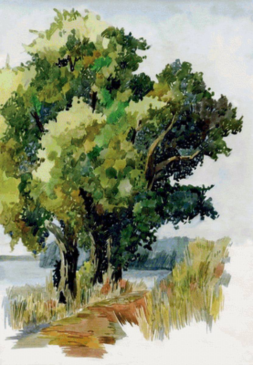 Деревья в Санлисе. Акварель Пруста - художники - предпросмотр