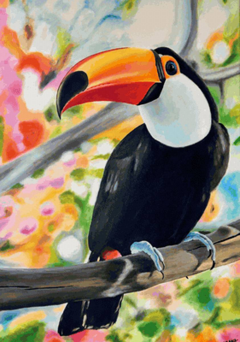 Tucano. - pássaros. pintura. - предпросмотр