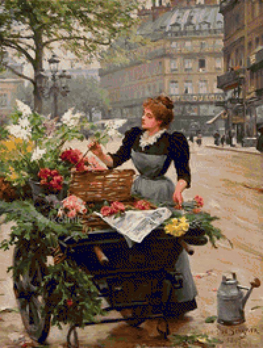 Цветочница - цветы, девушка. - предпросмотр