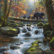 Оригинал схемы вышивки «медвежья семья» (№2402654)