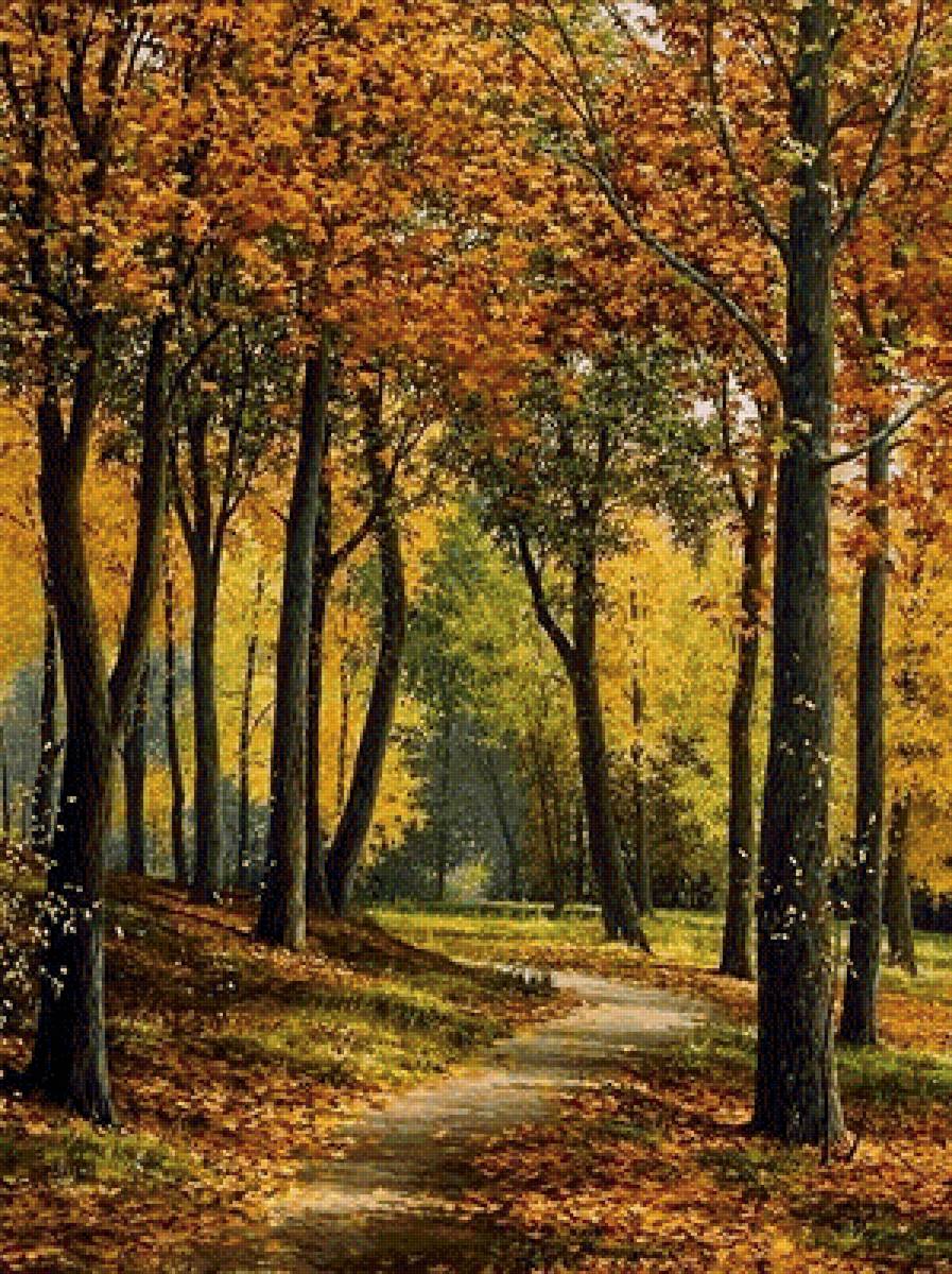 Пейзаж - лес, осень, дорожка., парк, пейзаж - предпросмотр