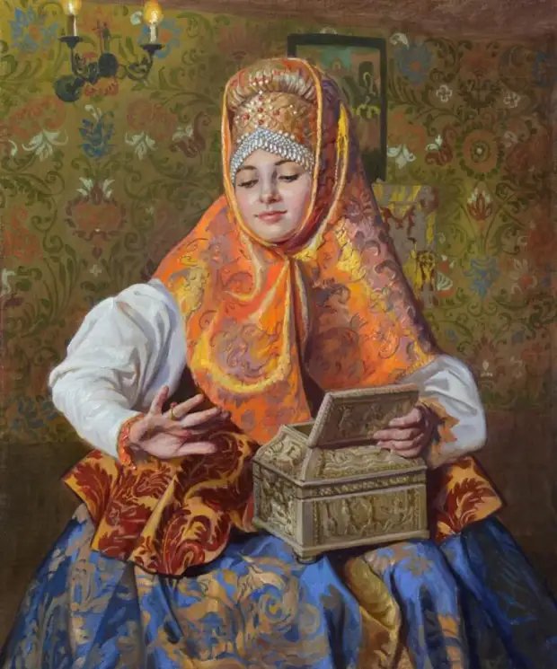 колечко - русь, худ.молодых, девушка - оригинал