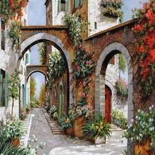 Схема вышивки «улочка с арками»