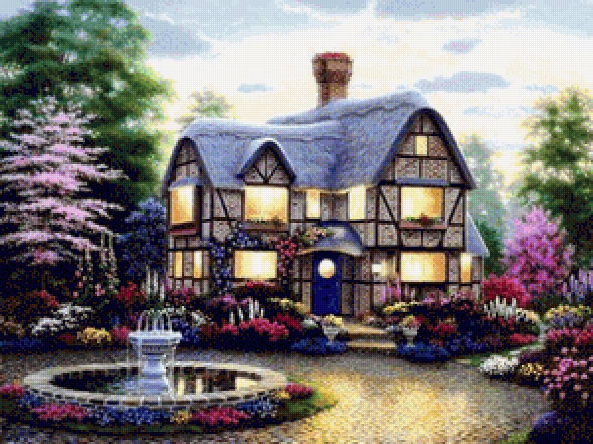 домик с фонтаном - фонтан - предпросмотр