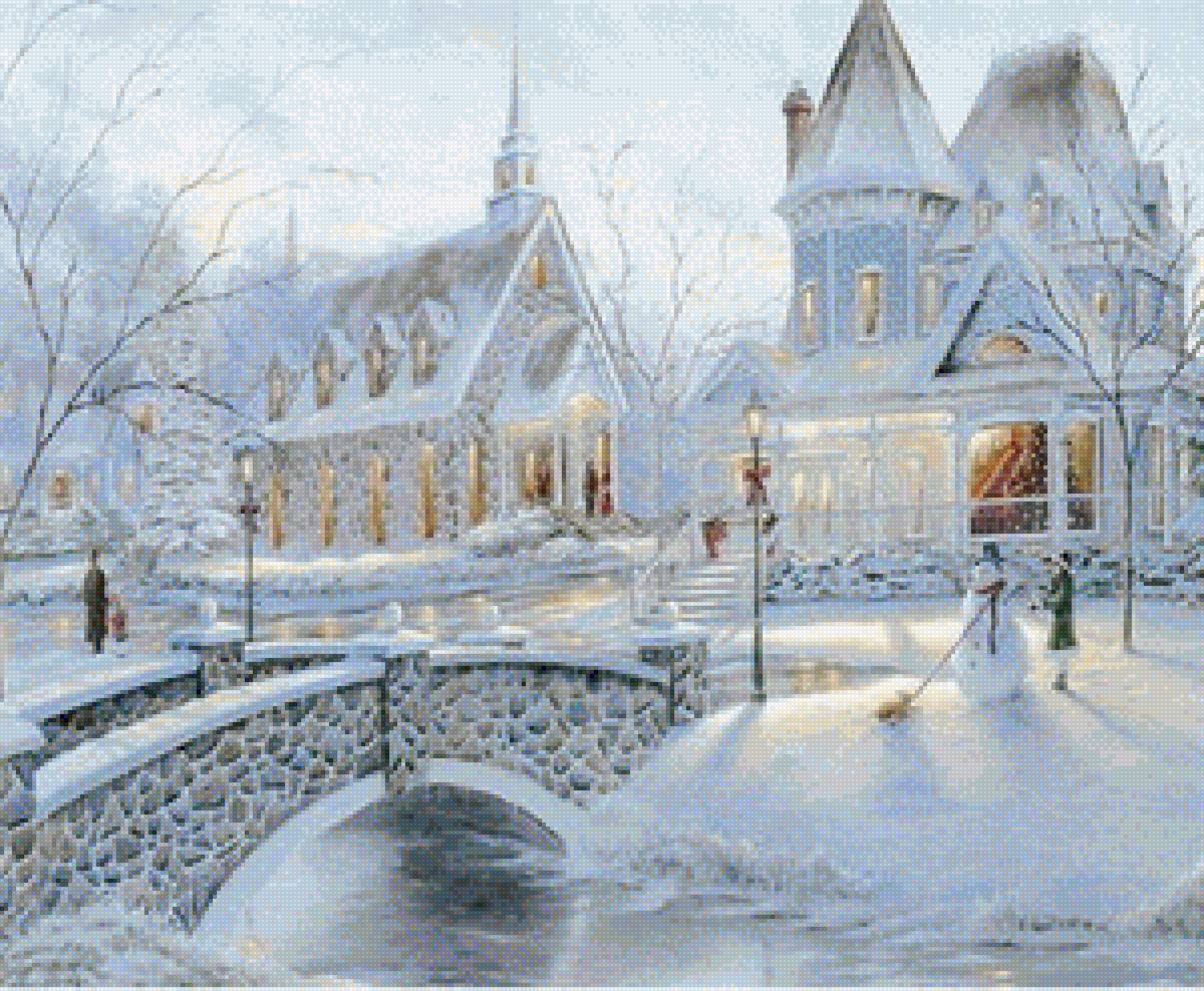 Зимний дом у моста (Robert Finale) - robert finale? зима - предпросмотр