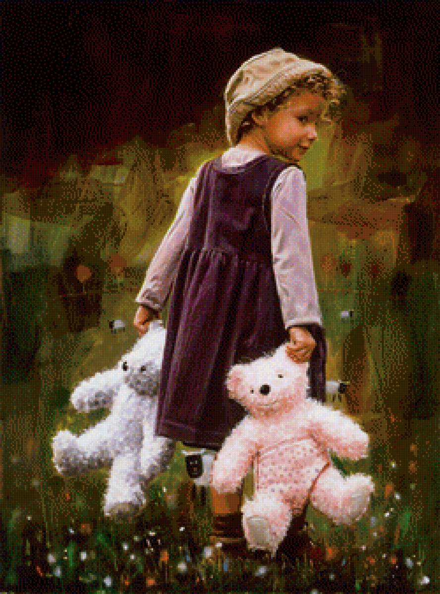 Девочка с медведями - девушка, портрет, девочка - предпросмотр