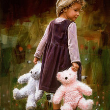Оригинал схемы вышивки «Девочка с медведями» (№2403406)