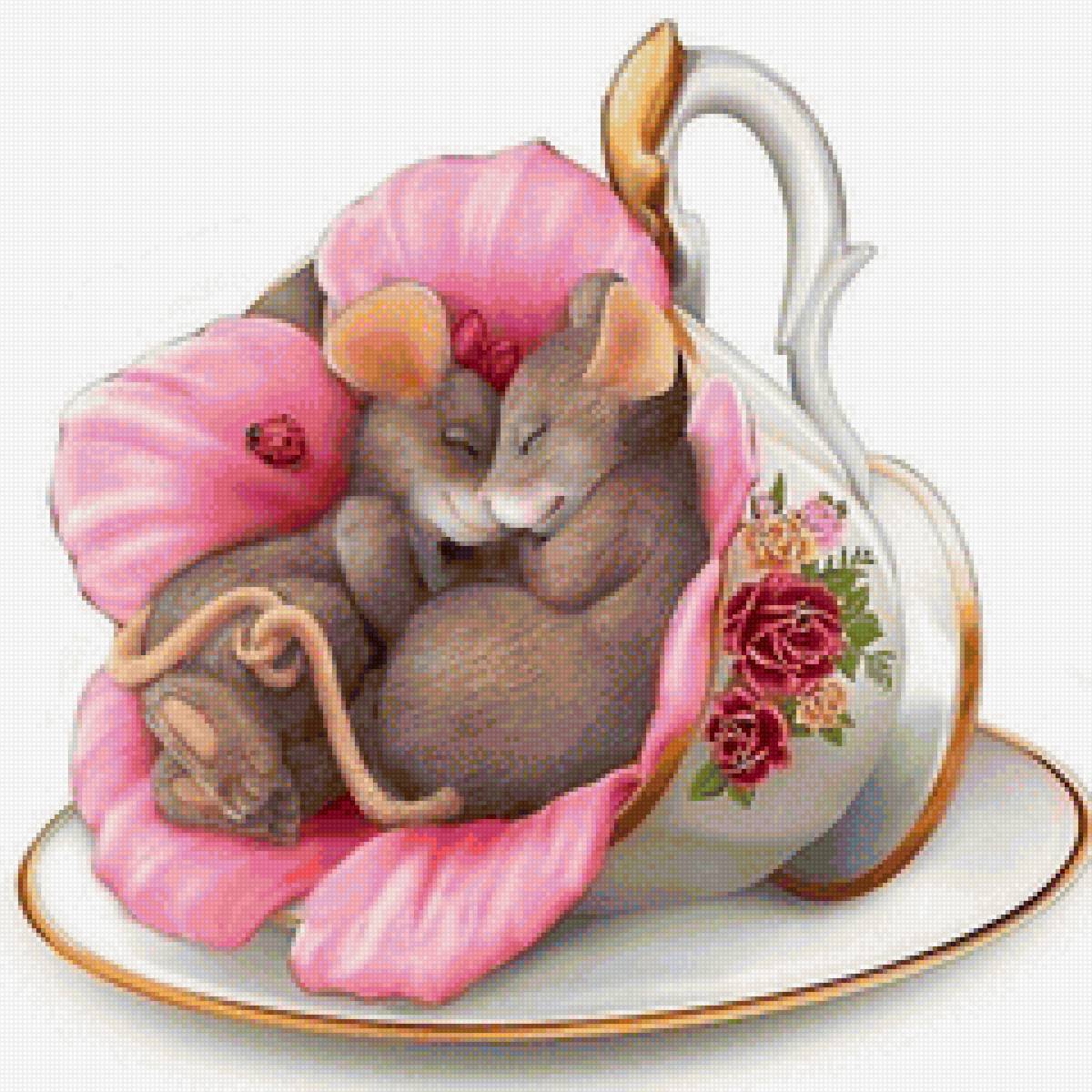Доброй ночи с мышата - чашка, подушка, мышата - предпросмотр