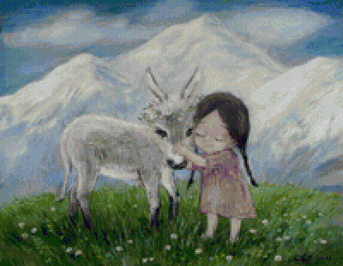 Девочка и ослик - предпросмотр