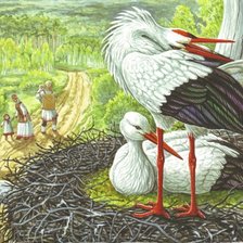 Схема вышивки «Аисты на крыше»