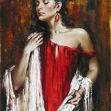 Схема вышивки «mujer de rojo»