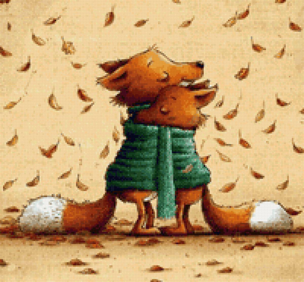 осенние лисы - лисы - предпросмотр