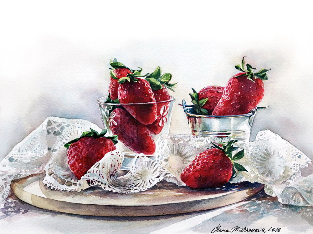МАРИЯ МИШКАРЕВА. КЛУБНИКА-1 - фрукты, натюрморт - оригинал