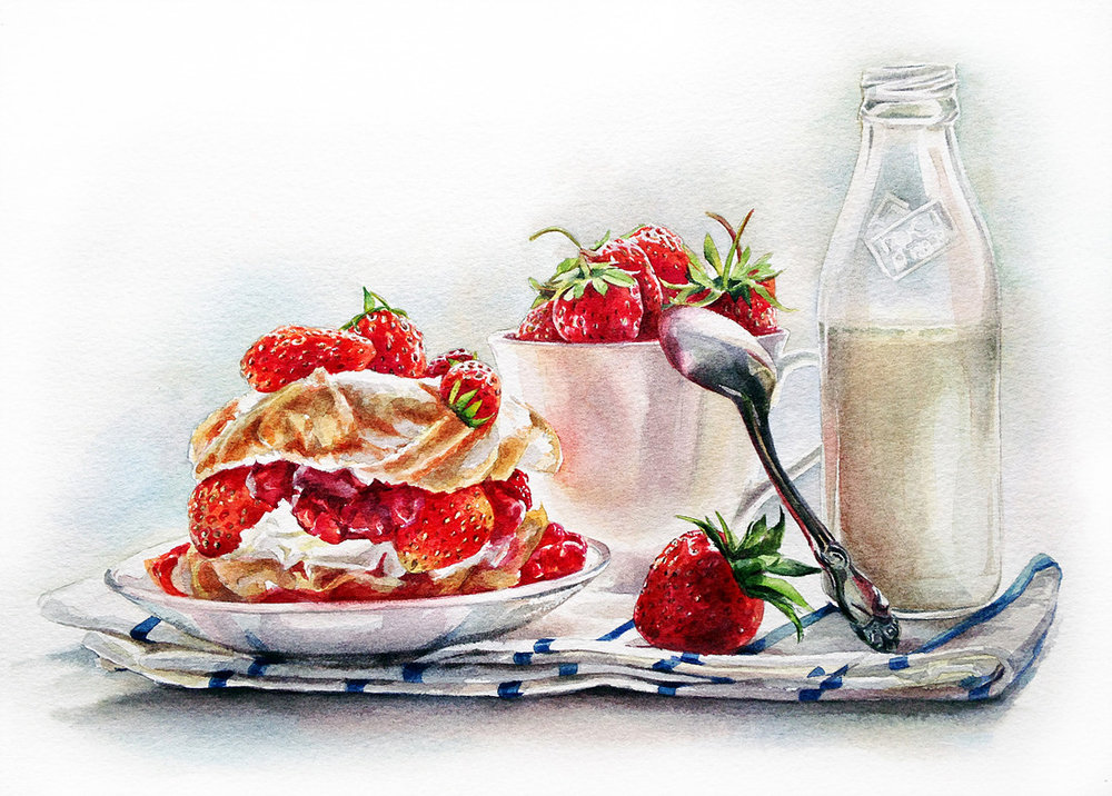 МАРИЯ МИШКАРЕВА. СЛАДКИЙ ЗАВТРАК - еда, натюрморт - оригинал