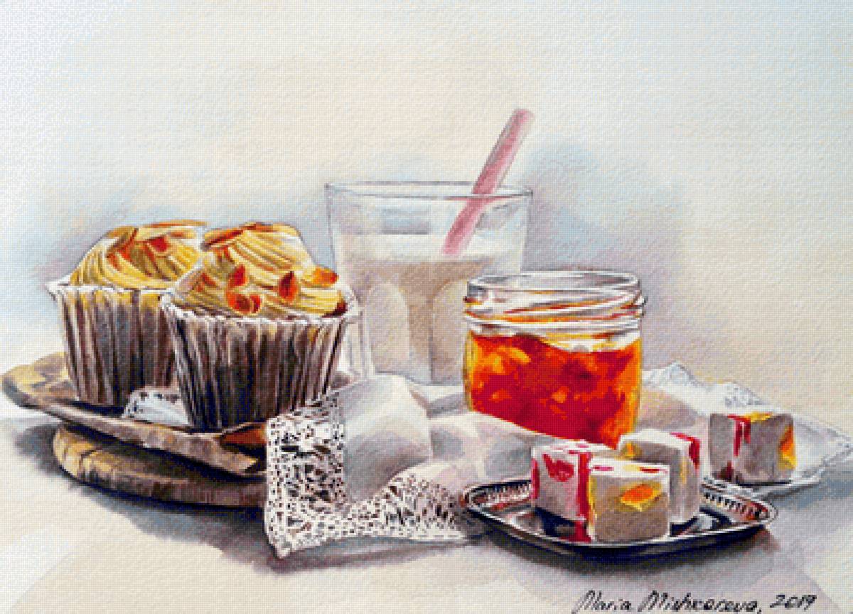 МАРИЯ МИШКАРЕВА. МАФФИНЫ И МАРМЕЛАД - натюрморт, еда - предпросмотр