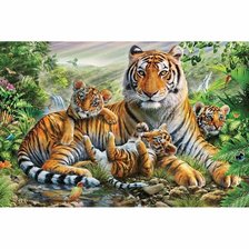 Оригинал схемы вышивки «Тигровое семейство» (№2406049)